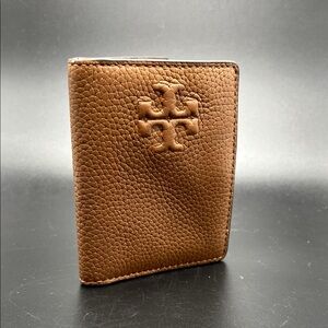 Tory Burch Thea Slim Card Case Tan Leather EUC